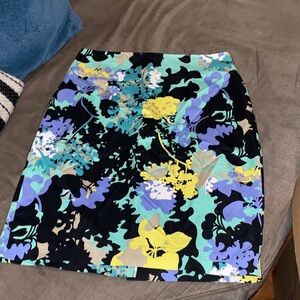 Worthington Vintage Floral Mini Skirt in Teal, Black & Yellow
